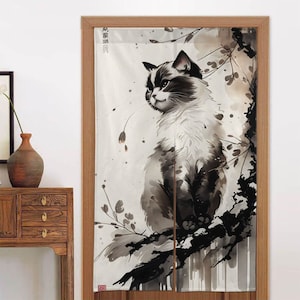 Cat Ink Painting Doorway Curtain (86×143cm)