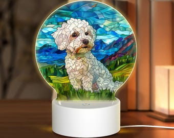 Stained Glass Miniature Schnauzer Night Light: LED Dog Decor - Etsy