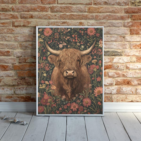 Highland Kuh Puzzle: William Morris Style (300/500/1000 Teile)