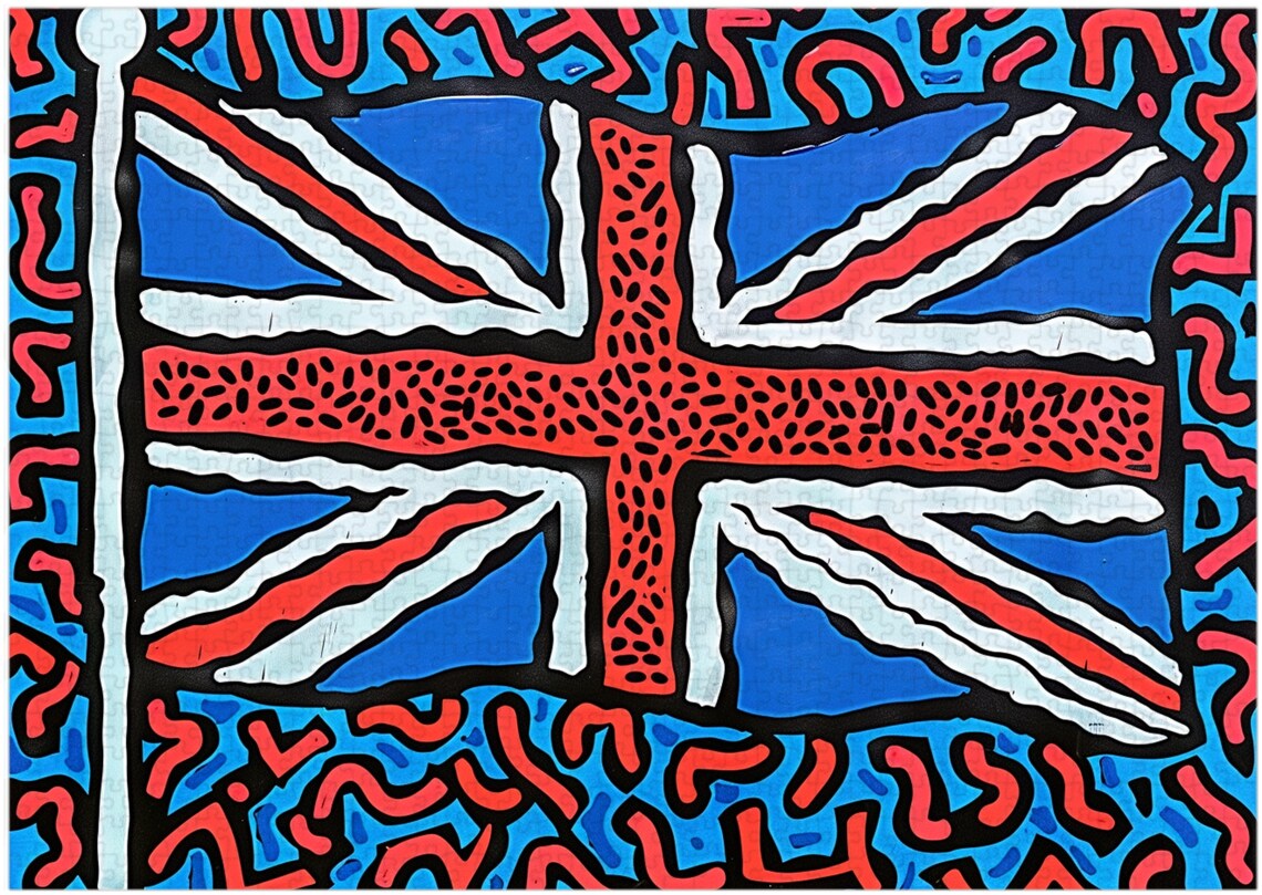 Kiith Flags British Flag Jigsaw Puzzle: Keith Haring Style, UK Art Poster - Etsy