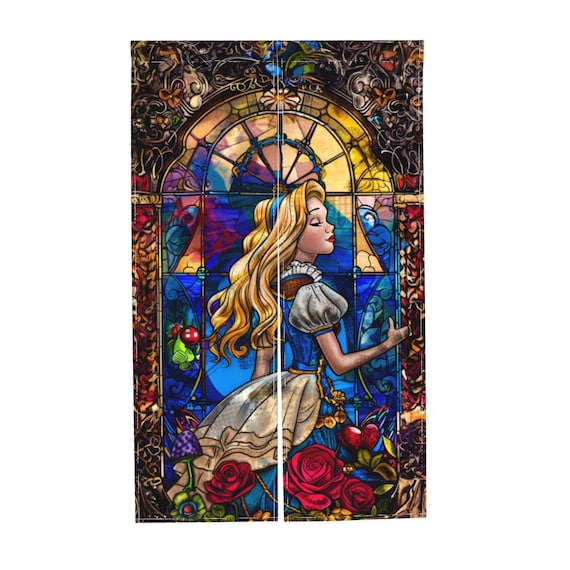 ステンドグラス アリス（不思議の国のアリス）玄関カーテン（86×143 cm