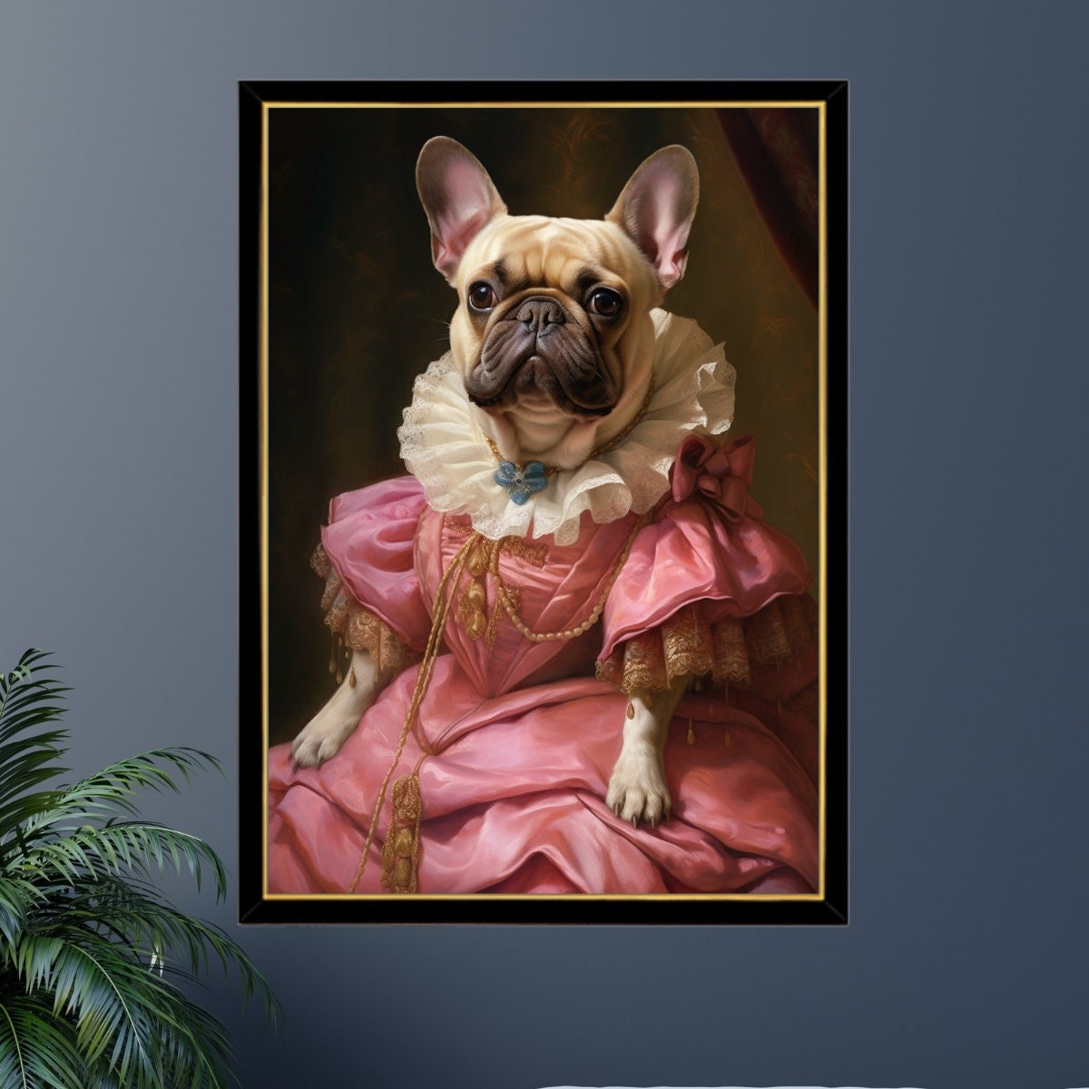 French Bulldog Royal Princess Jigsaw Puzzle 300/500/1000 Piece - Pet Royal Portrait Gift for French Bulldog Owner