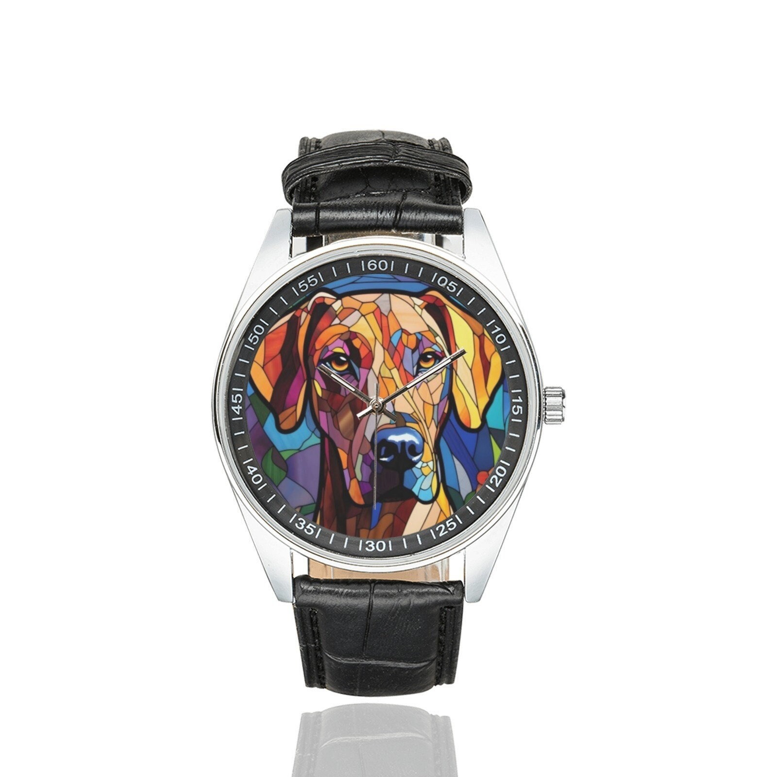 Stained Glass Pattern Rhodesian Ridgeback Stained Glass Rhodesian Ridgeback Watch: Black Leather Band - Etsy