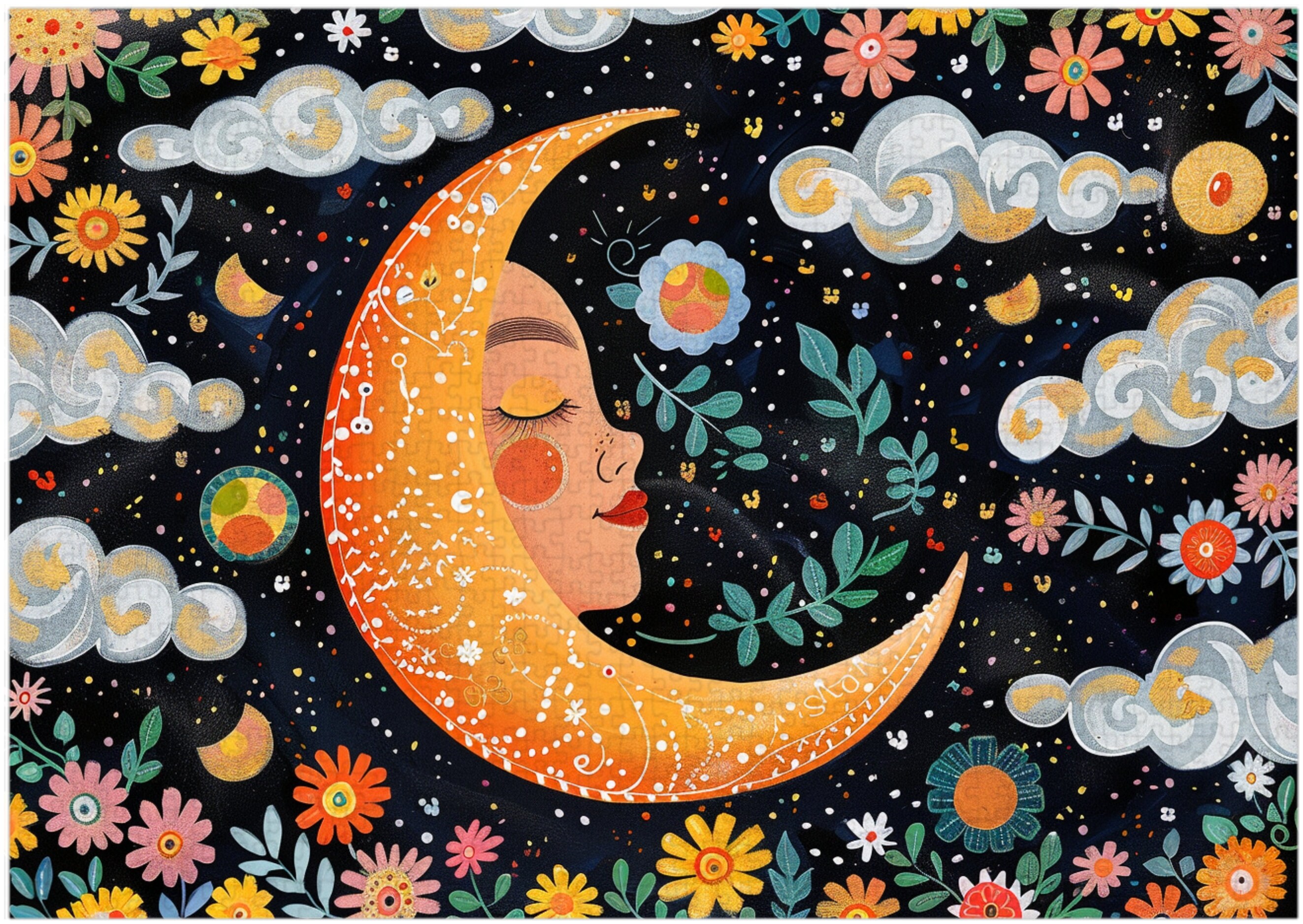 Floral Fantasy of Moon Jigsaw Puzzle 300/500/1000 Piece - Etsy