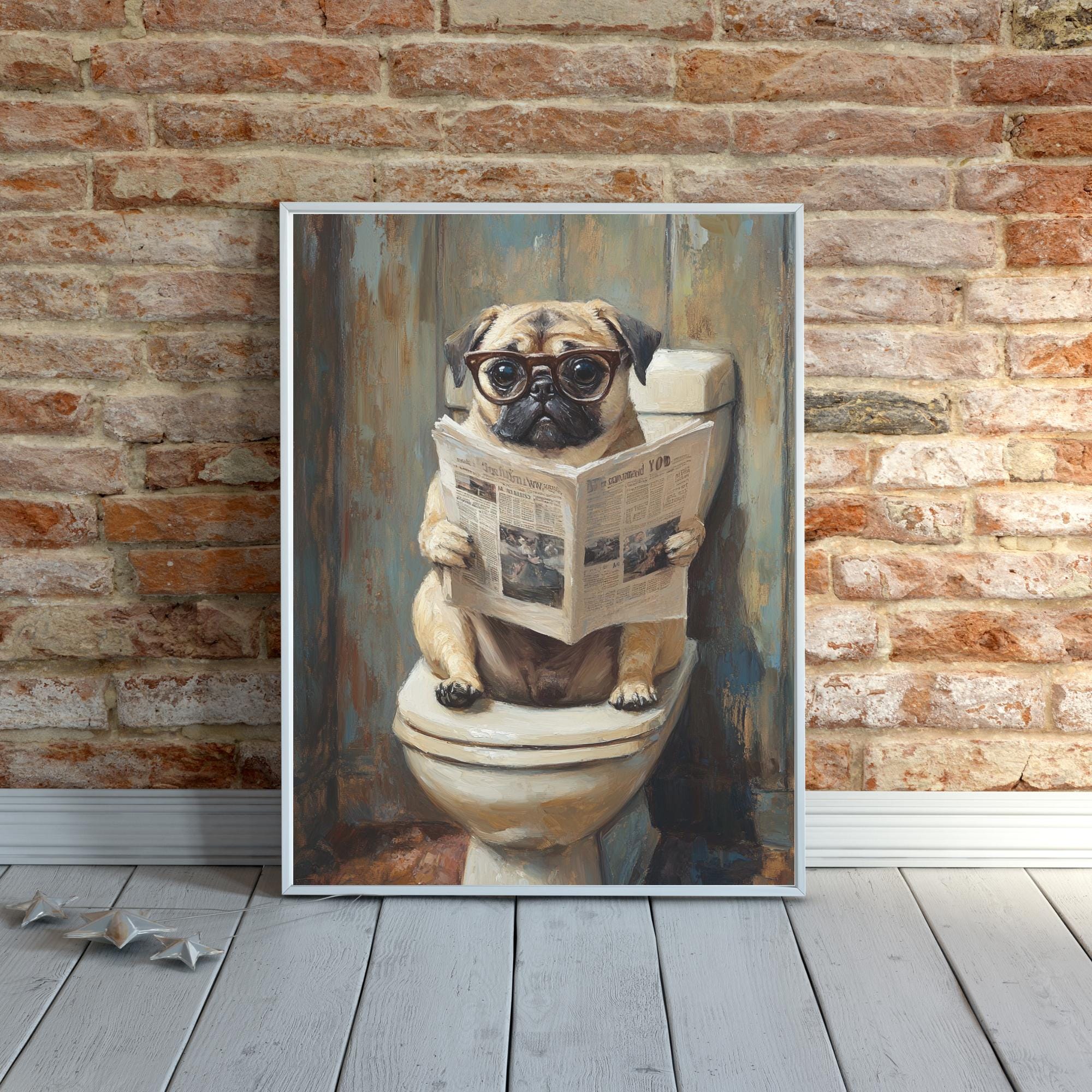 ★ pug★ Pug on Toilet Jigsaw Puzzle 300/500/1000 Piece - Quirky Dog