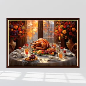 Thanksgiving Dinner Jigsaw Puzzle 300/500/1000 Piece - Holiday Puzzle for Thanksgiving