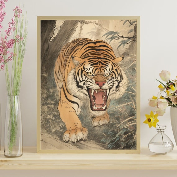 絵画 Tiger Ukiyo-e Tiger Japanese Print Jigsaw Puzzle 300/500/1000