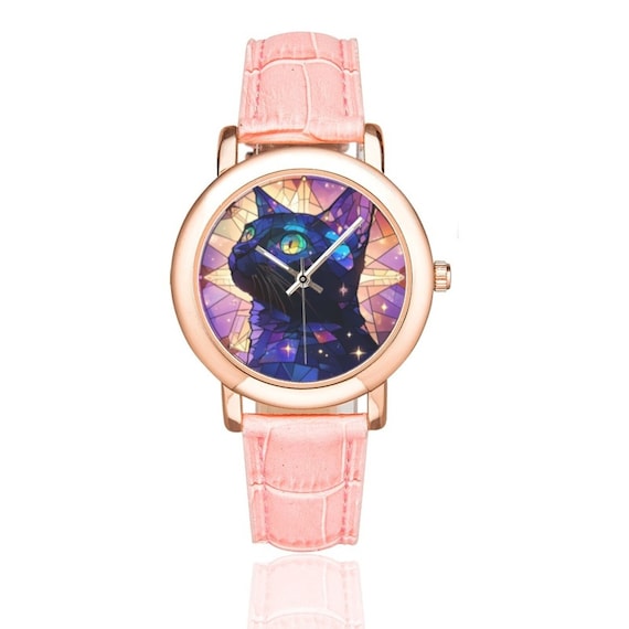 Sweetheart Cat Face Women\'s Watch in Black and Rose Gold il_fullxfull.7827129262_t5oy.jpg main image 3