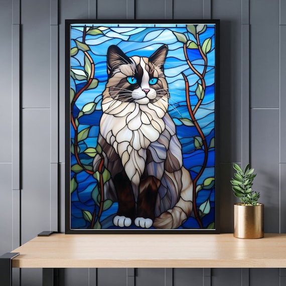 ステンドグラス ラグドール 猫 ジグソーパズル 300/500/1000ピース