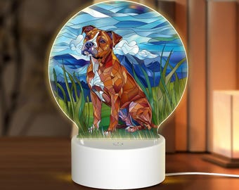 Stained Glass American Staffordshire Terrier LED Night Light