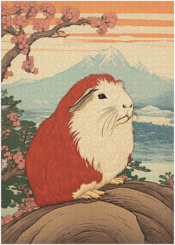 Ukiyo-e Guinea Pig Japanese Print Jigsaw Puzzle 300/500/1000 Piece