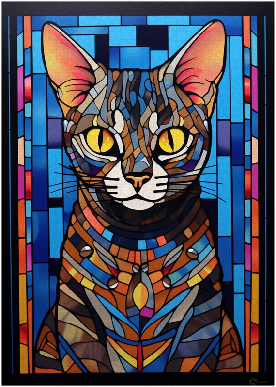 ステンドグラス エジプシャンマウ 猫 ジグソーパズル 300/500/1000