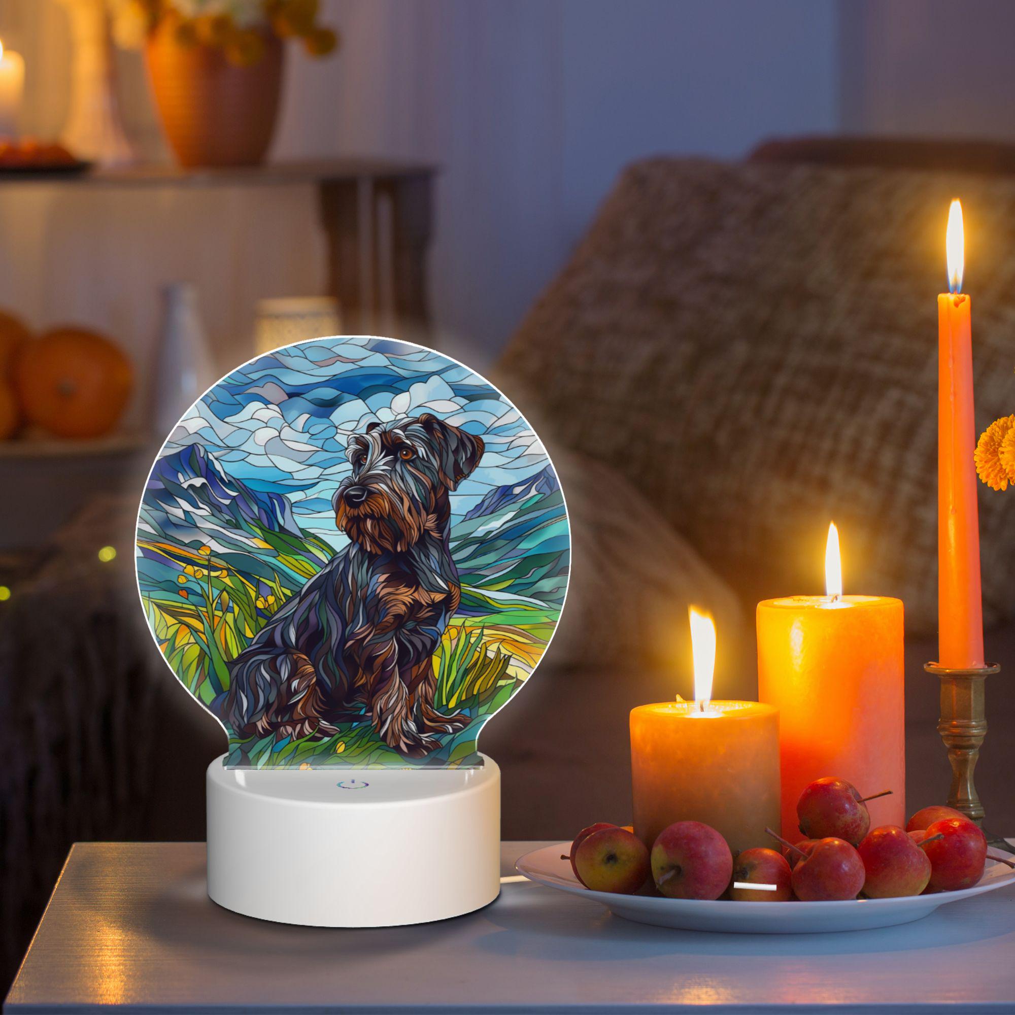 Stained Glass Miniature Schnauzer Night Light: LED Dog Decor - Etsy