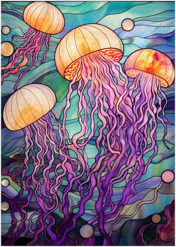 ステンドグラス クラゲ ジグソーパズル 300/500/1000ピース - Etsy 日本
