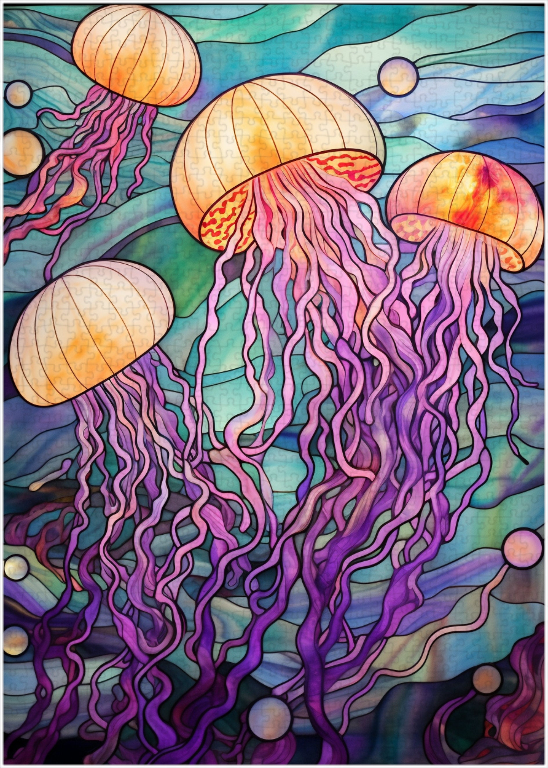 ステンドグラス クラゲ ジグソーパズル 300/500/1000ピース - Etsy 日本