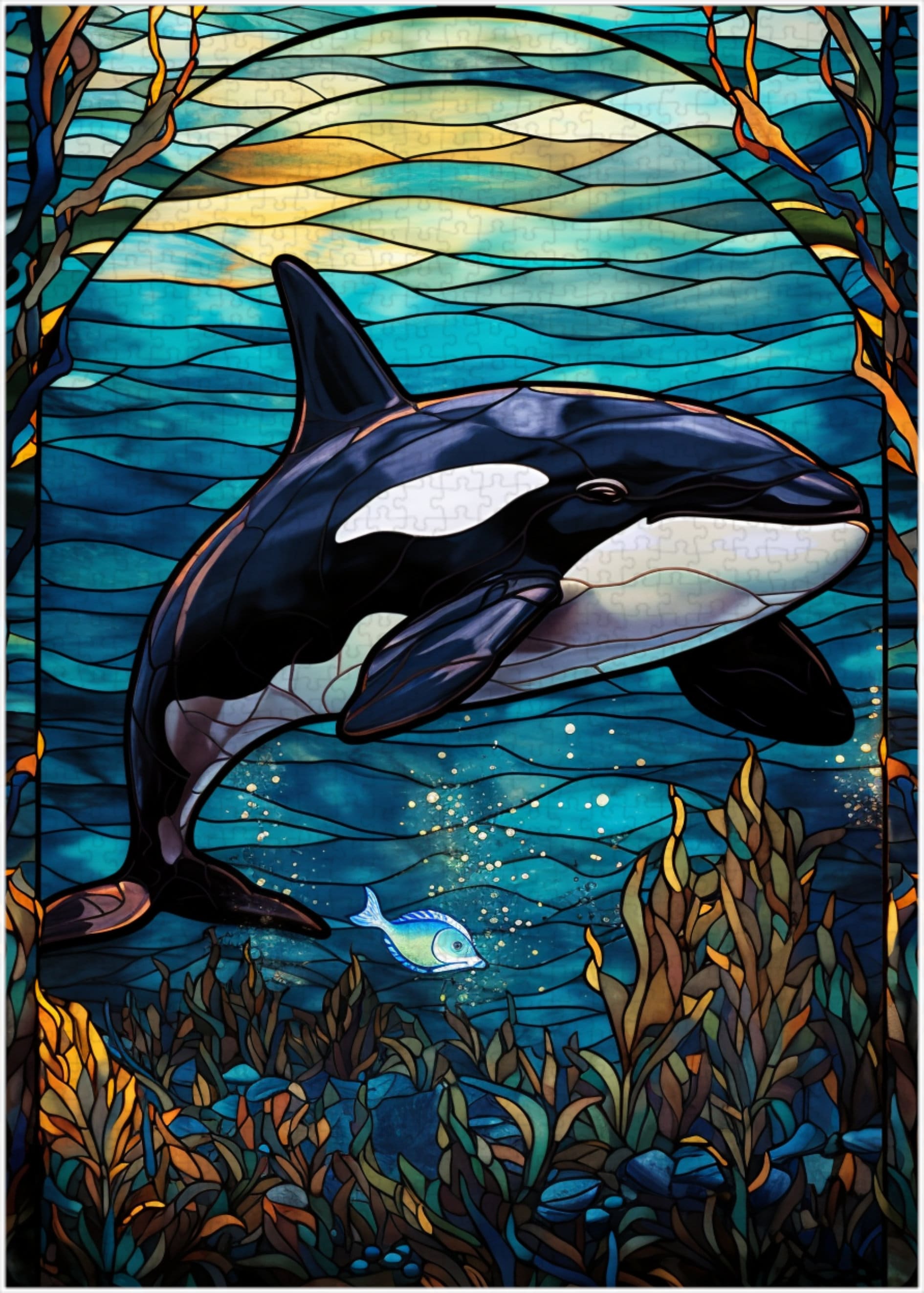 Stained Glass Orca Jigsaw Puzzle 300/500/1000 Piece - Etsy