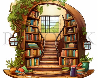 Library Books Clipart – 10 High Quality JPGs, Commercial Use