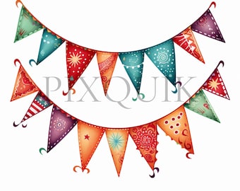 Wimpelkette Clipart | "Weihnachtliche Banner Designs (Digitaler Download)"