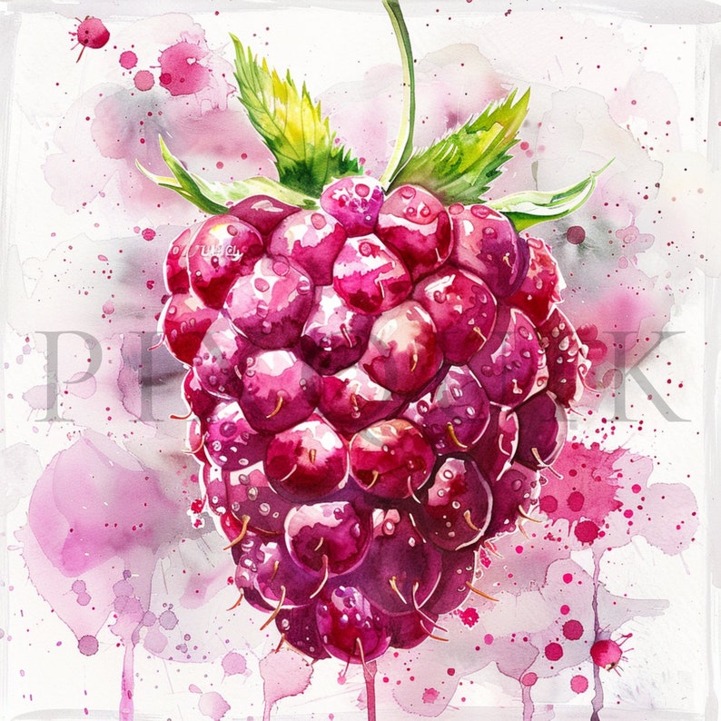 Raspberry Ripple Painting Watercolor Raspberry Clipart | High-resolution Jpgs (digital Download ...