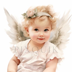 Watercolor little angel clipart  | 10 High Quality JPGs | Angel clipart | angel vector | Digital crafting | Digital download | Paper craft