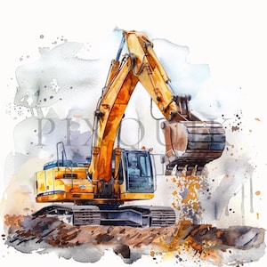 Baustelle Clipart | 10 hochwertige JPGs | Digitaler Download | Kartengestaltung | Digitales Papiermodell | Junk Journals | Baumaschinen
