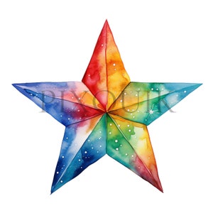 Clipart de estrella navideña / 10 JPG de alta calidad / Descarga digital / Clipart de símbolo de estrella / Gráficos de decoración navideña / Arte infantil / Clipart