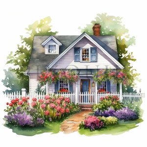 Cottagecore house clipart | 10 High Quality JPGs | Digital download | Watercolor House | Farmhouse Clipart | House Clipart | Cottagecore