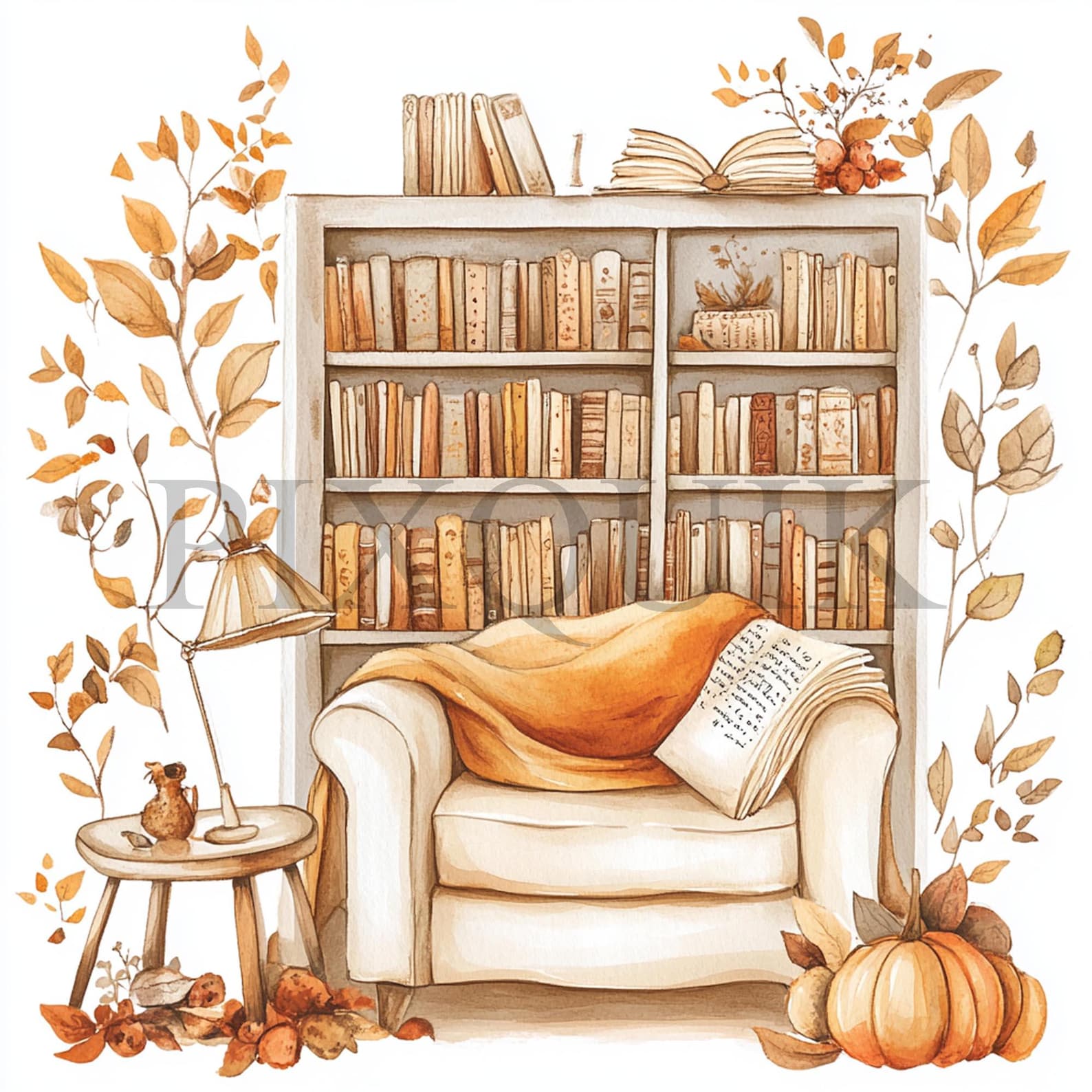 Autumn Library Clipart | 10 High Quality Jpg's and PNG | Cozy Fall ...