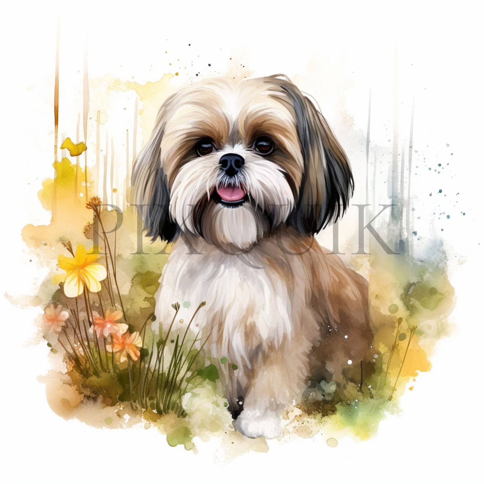 Personalized Shih Tzu Dog Ceramic Mug - Custom Name Watercolor Design, Large Bone, Gift For Dog Lovers