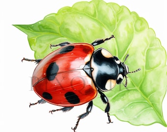 Watercolor Ladybug Clipart | High Quality JPGs (Digital Download)