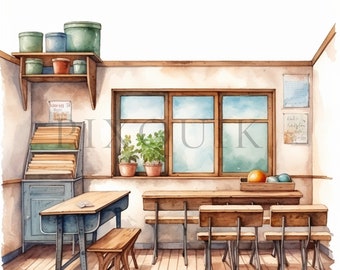 Watercolor Classroom Clipart | Back To School Decor (Digital Download)