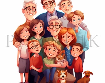 Familie Clipart - 10 hochwertige JPGs | Familie Clip Art | Eltern Clipart | Familie Porträt Clipart | Familienschnittdatei | Familie Haus Clipart