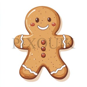 Gingerbread Cookie Clipart | 10 JPG's Files and PNG | Card Making | Digital Paper Crafts | Watercolor Art | Christmas Cookie Design
