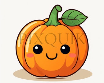 Cute Pumpkin Watercolor Clipart | High-Quality JPG (Digital Download)