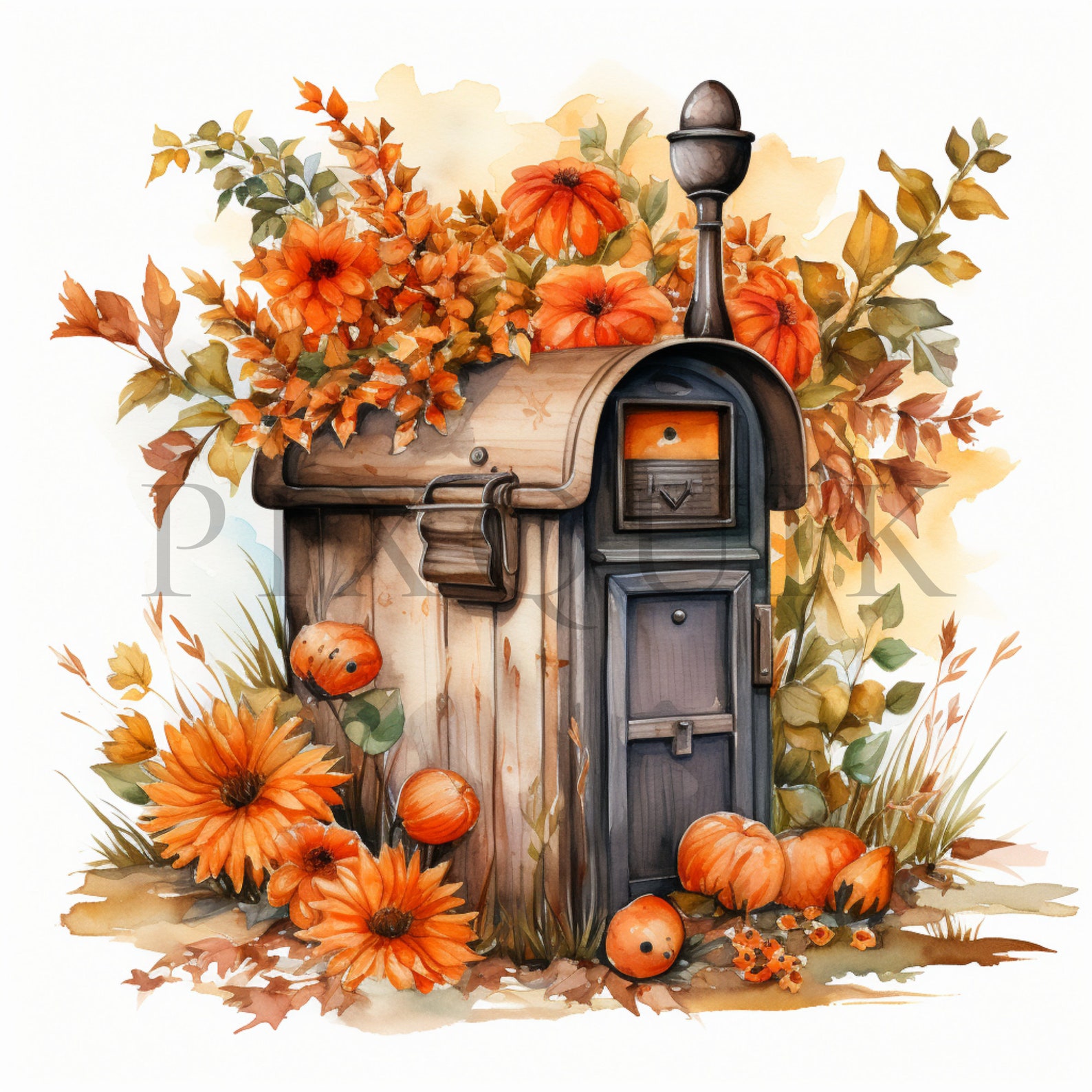 Autumn Flower Mailbox Clipart Rustic Postbox Art digital Download autumn-flower-mailbox-clipart-rustic-postbox-art-digital-download