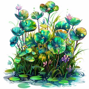 Aquatic Plants Clipart | 10 High Quality JPGs | Water Flora Art | Underwater Elements | Scrapbook, Printable, Commercial Use
