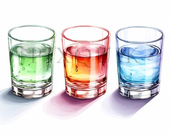 Shot Glass Clipart | Watercolor Drink Illustrations (Digital Download)