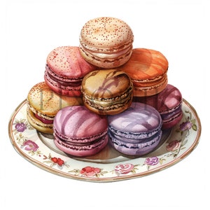 Französische Macarons | 10 hochwertige JPG | Aquarell Macarons | Bäckerei Clipart | Digitaler Download, Junk Journals