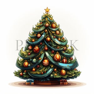 a christmas tree with presents under it