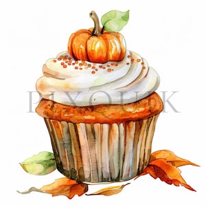 Clipart cupcake à la citrouille | 10 fichiers JPG de haute qualité | Téléchargement numérique | Clipart citrouille | Clipart automne | Citrouilles cupcake | Clipart petit gâteau