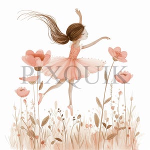Cute Pink Ballerina Clipart | 10 High Quality JPG&#39;s | Digital Download | Adorable Dance Art | Perfect for Crafts | Ballerina Wall Art