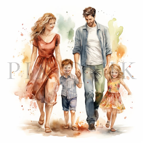 Family Clipart - 10 High Quality JPGs | family portrait clipart | family gathering clipart | parents clipart | Instant Digital Download