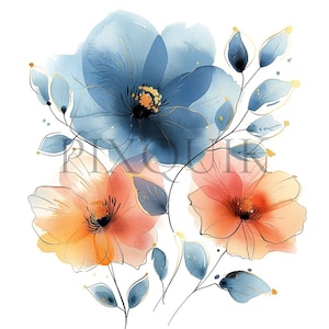 Abstraktes Blumen Clipart-Set | 10 hochwertige JPGs | Künstlerische Blumen Illustrationen | Abstrakte Grafiken | Scrapbook, Printable, kommerzielle Nutzung
