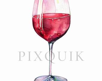 Wine Glass Clipart | Watercolor Style JPGs (Digital Download)