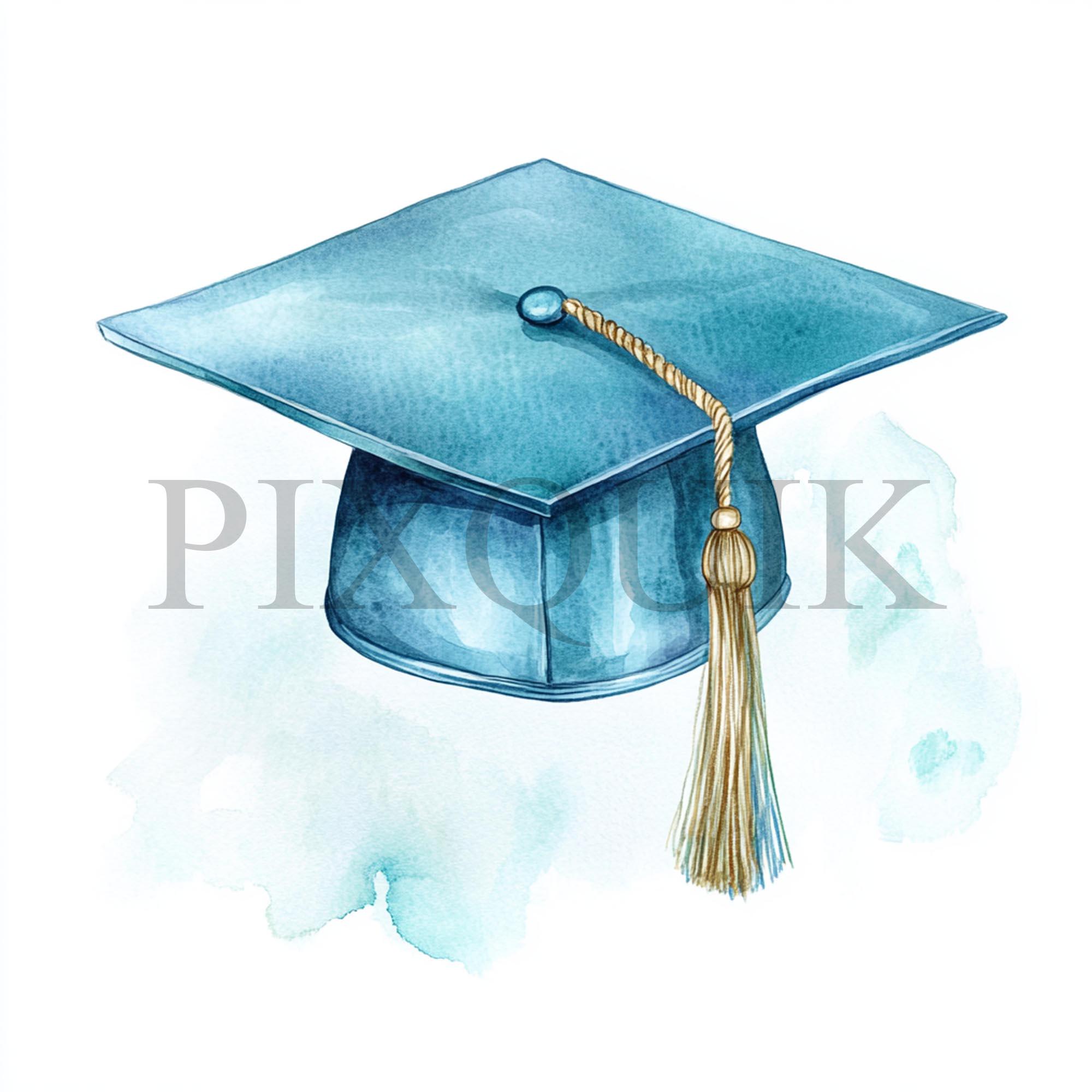 Watercolor Graduation Cap Clipart: Light Blue Design (10 JPG Files) - Etsy