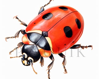 Watercolor Ladybug Clipart | High-Resolution JPGs (Digital Download)