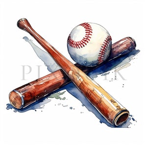 kij baseballowy i piłka clipart - 10 wysokiej jakości plików JPG | Natychmiastowe pobieranie cyfrowe | baseball clipart | plik do cięcia baseballu | Rękodzieło papierowe