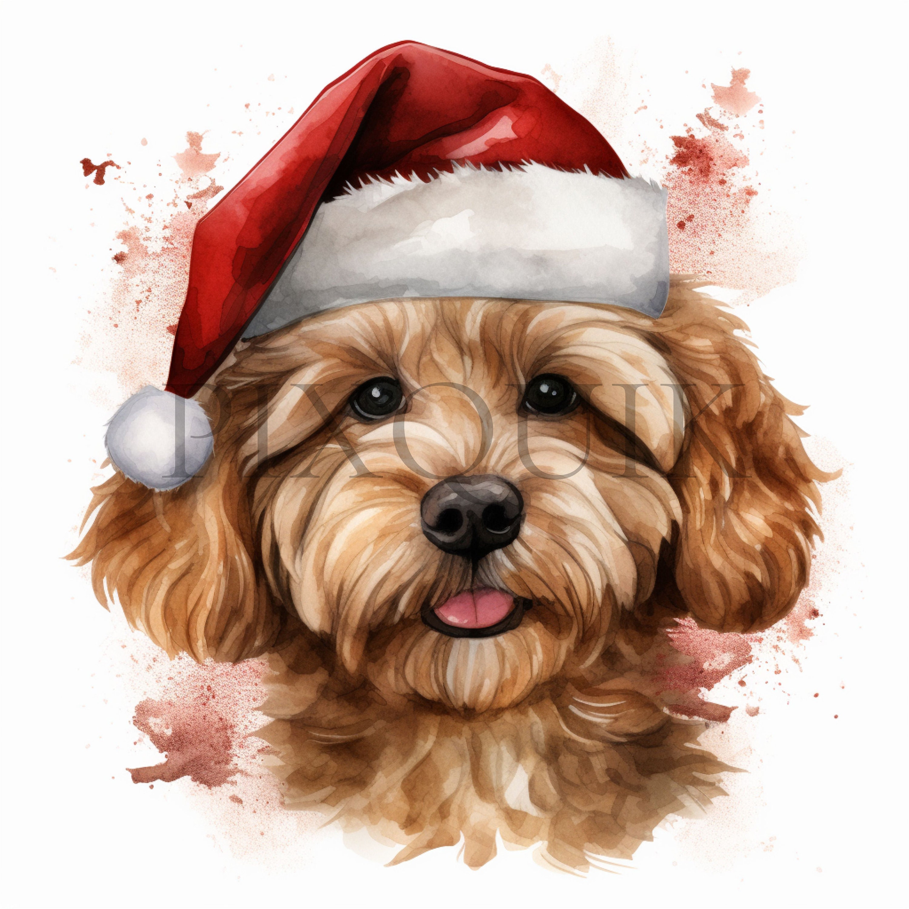 Watercolor Christmas Dog Clipart | Holiday Puppy Jpgs (digital Download ...