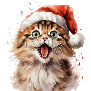 Clipart drôle de chat de vacances | 10 fichiers JPG de haute qualité | Téléchargement numérique | Art de chat de Noël | Chat drôle | Clipart chat |  Images de scrapbooking