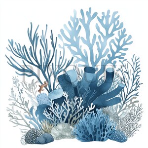 a drawing of a coral and seaweed on a white background